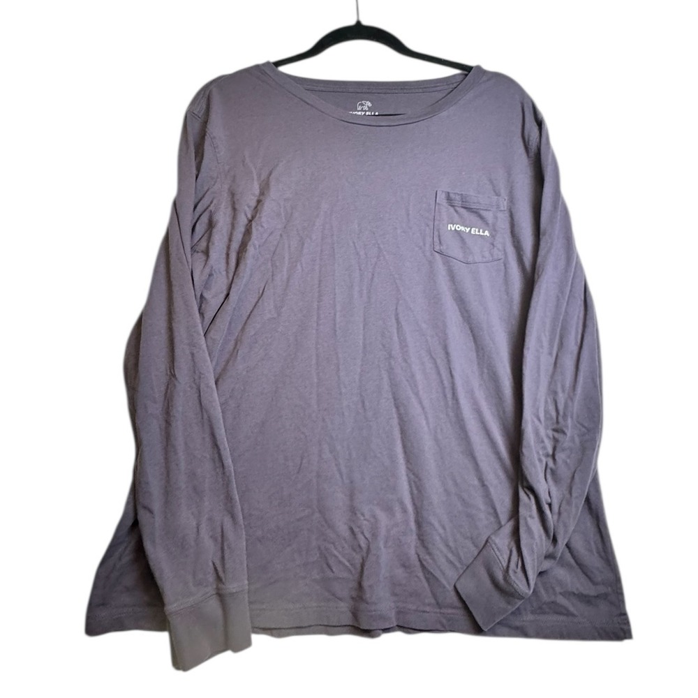Ivory Ella Long Sleeve T-Shirt Organic Cotton Elephant Graphic XL Womens Blue